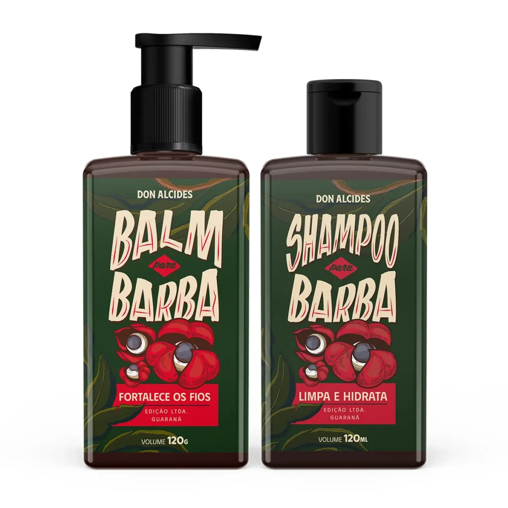 Kit Balm e Shampoo Premium para Barba Don Alcides Guaraná