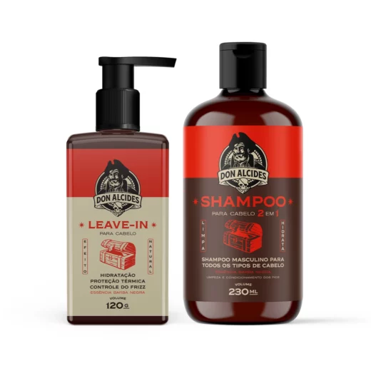 Kit Shampoo 2 em 1 e Leave-in Don Alcides Barba Negra