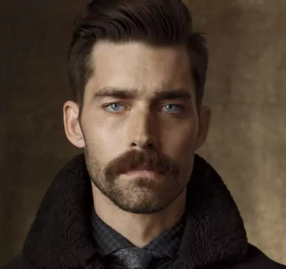bigode longo com barba cerrada
